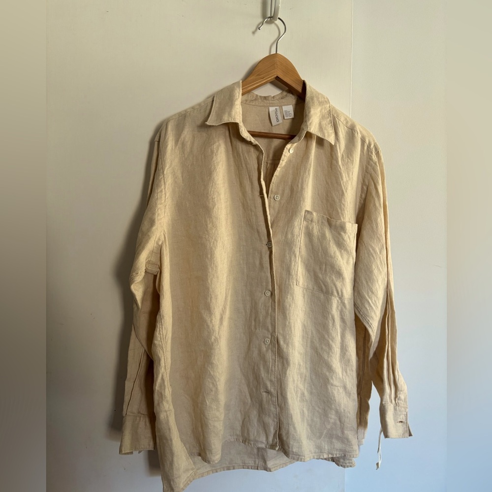 DKNYpure Perfect slouchy beige Linen shirt S